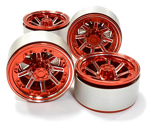 Integy Hobby RC Model C26613RED 1.9 Size Billet Machined Alloy 8 Spoke Wheel(4) High Mass Type for Scale Crawler