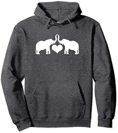 Unisex Cute Elephant Hoodie With Heart Valentines Day Gift For Wife Large Dark Heather