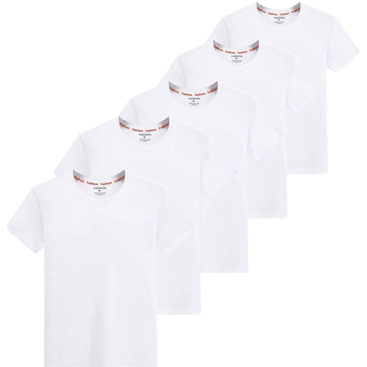 [KISETSUKI] インナーシャツ メンズ 肌着 ５枚組 綿100% 半袖 クルーネック Tシャツ 白 黒 クセになる肌触り 無地 (ホワイト, M) の商品画像