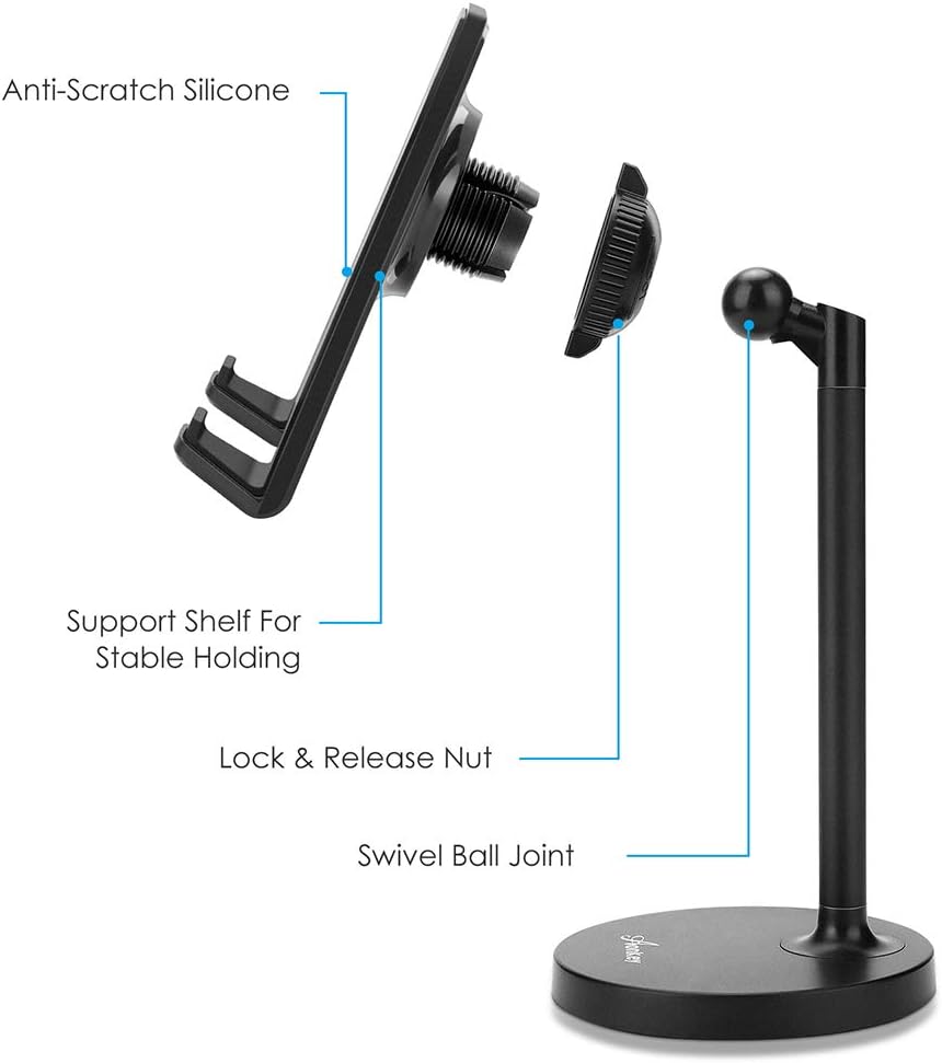 Adjustable Cell Phone Stand Holder for Desk Universal fits All Cellphones Compatible iPhone Xs Max XR X 6 6S 7 8 Plus, Galaxy S10 Plus Note 9& 7”-13” Tablets iPad, Great for Facetime& Recipe Reading: Computers & Accessories