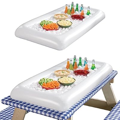 Inflatable Serving Buffet Salad Food & Drink Tray- With Drain Plug(2 PACK),BBQ Picnic Pool Party Buffet Luau Cooler