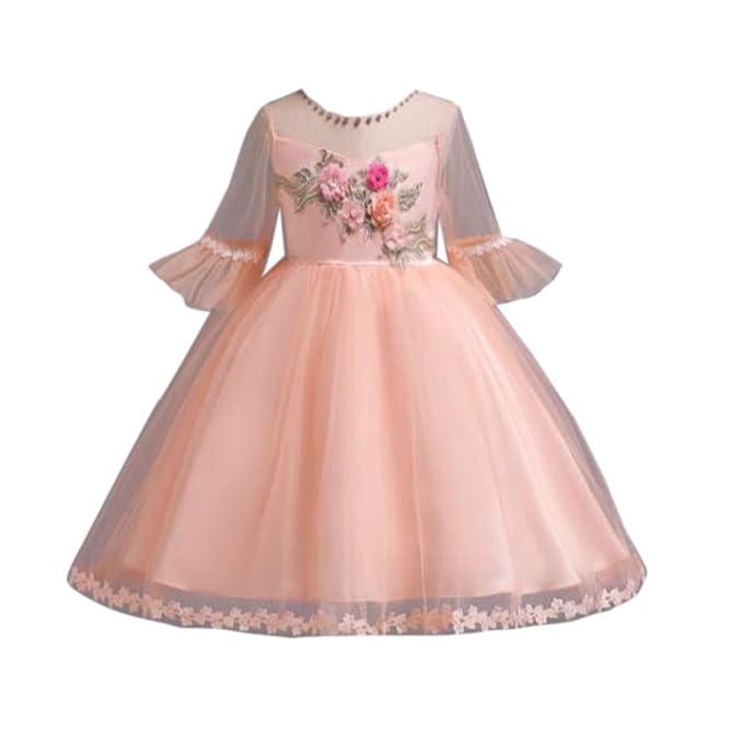 peach colour frock design