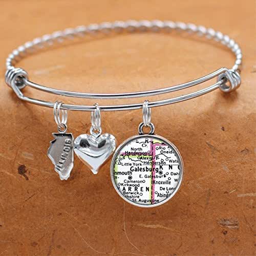 Map Bracelet Galesburg IL State of Illinois