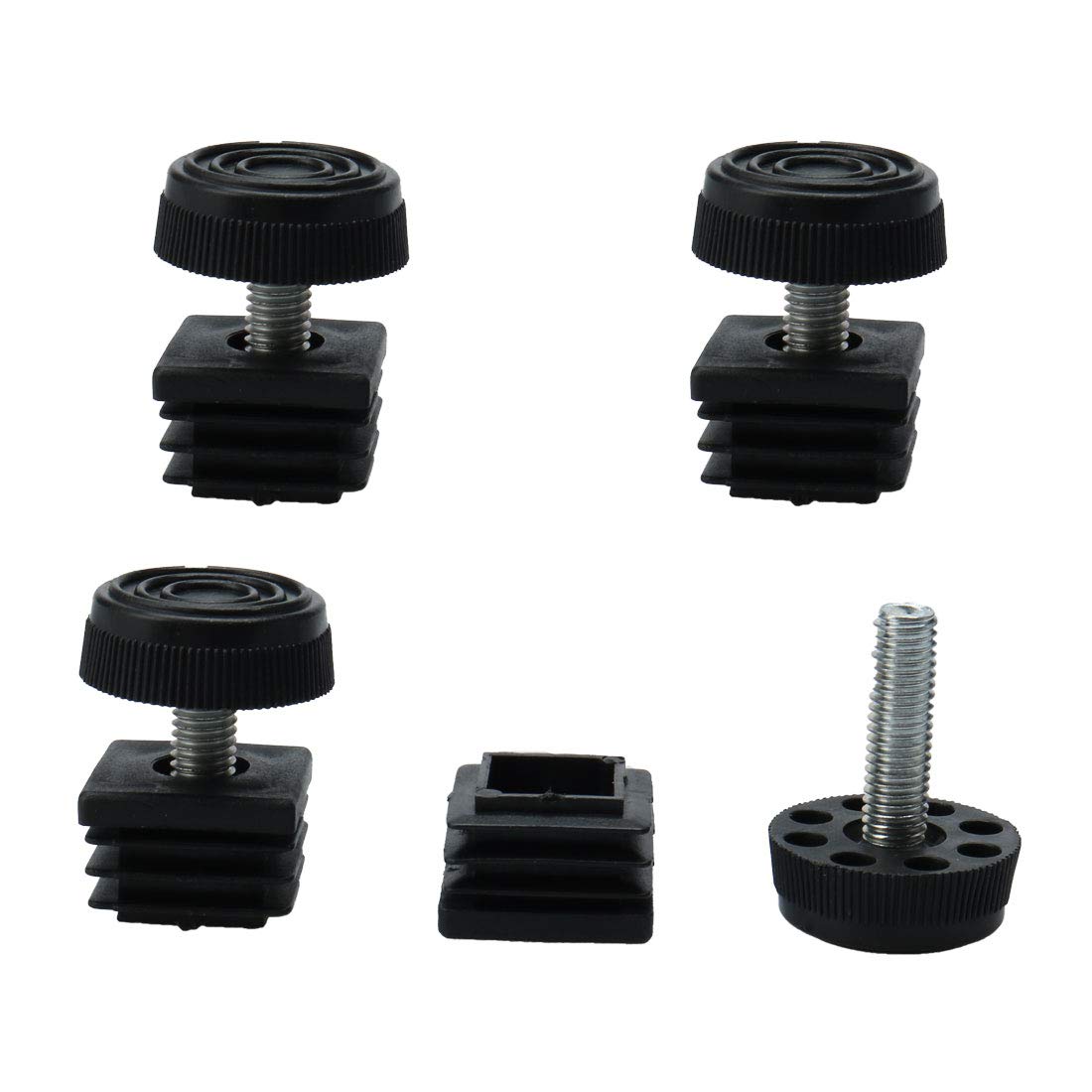 Sourcingmap Leveling Feet 25 x 25mm Square Insert Furniture Adjustable Leveler 4 Sets