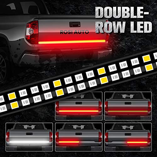 ROSI 6ft Truck Tailgate Light Bar Double Row LED Flexible Strip 2835-264 LED IP67 Waterproof Running Turn Signal Brake Reverse Tail light for Pickup Trailer SUV RV VAN Car Towing Vehicle