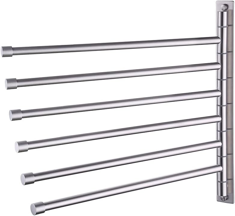KES Swing Out Towel Bar SUS 304 Stainless Steel 6-Bar Folding Arm Swivel Hanger Bathroom Storage Organizer Rustproof Wall Mount Brushed Finish, A2102S6-2 - - 