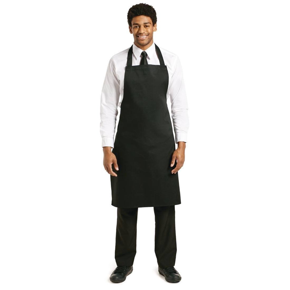 Whites Chef's Bib Apron Kitchen Cooking and Barbecue for Men and Women | Black | Polycotton | Size: 965(L) x 711(W)mm | A279