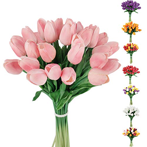 C APPOK 30pcs Artificial Tulips Flowers Fake Latex Tulip Stems Real