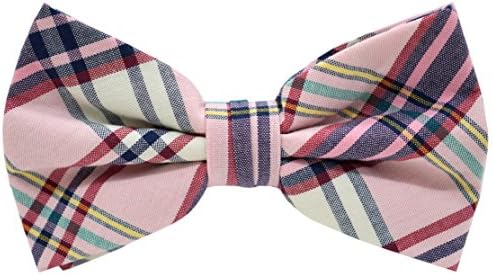 Carahere Mens 100% Cotton Color Plaid Adjustable Pre-Tied Bow Ties (M134-8)