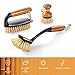Masthome 3-Pack Natural Bamboo Dish Brush, ECO Friendly Dish Brush Set with Bamboo Handle, Kitchen Cleaning Brush Scrub Brush for Dishes Pots Pans Kitchen Sink Cleaning