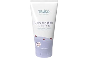 TruKid Lavender Skin Cream for Kids - Hydrates & Moisturizes Sensitive Skin, All Natural Ingredients, Enriched with Shea Butter, Cocoa, Grape Seed Oil & Vitamin E, 3.4oz
