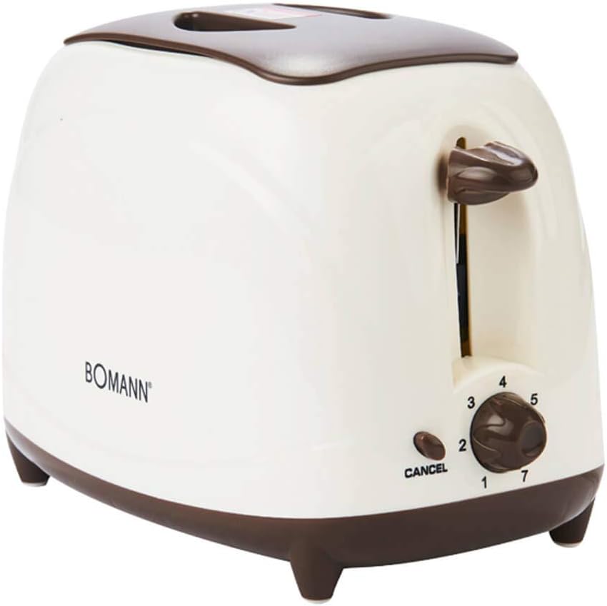 Bomann TA1140 220V Toaster, 2-Slice, 7 Shade Settings, Ivory