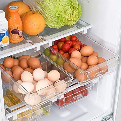 Refrigerator Organizer Bins,Pull Out Drawer Design,Clear Storage Bins For Pantry,Freezer