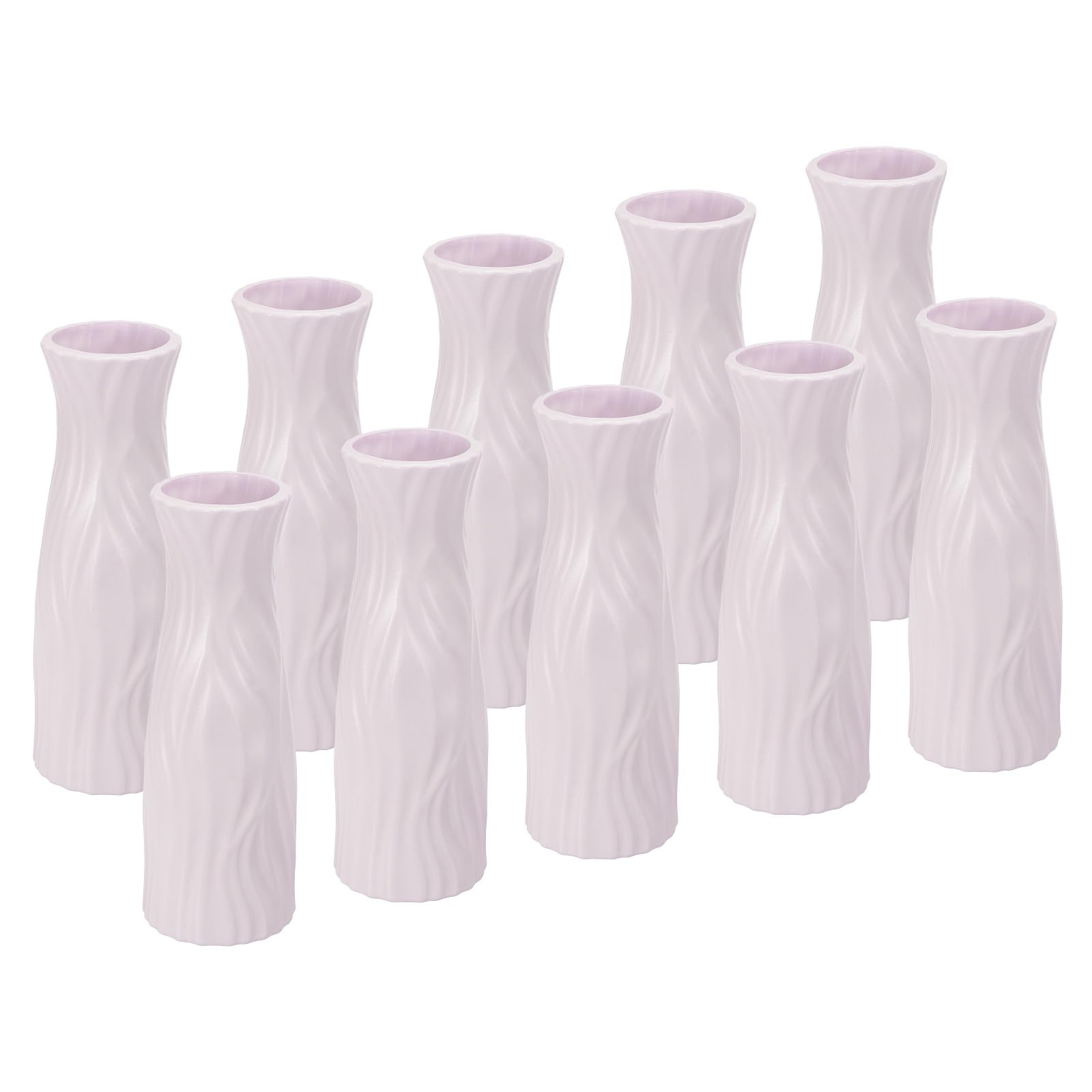 PATIKIL Flower Vase, 10 Pack Plastic Vase for Flowers Small Tall Floral Vase Ceramic Look Table Centerpieces for Home Room Decor, Gray