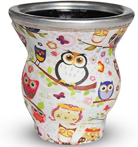 Yerba Mate Gourd Glass with Vinyl Cover - Owls (Cordoba)