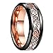 NUNCAD Men's 8MM Black and Rose Gold Celtic Dragon Tungsten Carbide Ring Polished Finish Beveled Edge Size 7 to 12