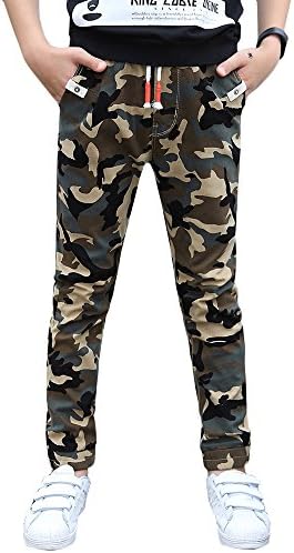 UGREVZ Boys Pants Cotton Long Teenage and Big Camouflage Casual Clothing(FD735Green12T)
