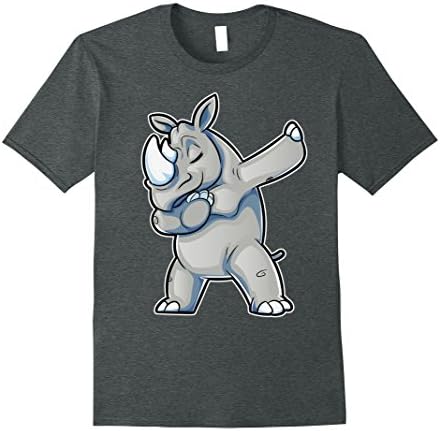Mens Rhino Dabbing T Shirt Funny Chubby Unicorn Rhinoceros Gifts XL Dark Heather