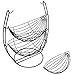 MyGift Black Metal Hammock Fruit Basket, 3 Tier Vegetables Produce Storage Rack Display Stand