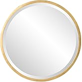 Howard Elliott Collection Brando Round Mirror for Wall, Beveled Glossy Gold Finish Mirror, Home Decorative Modern Circle Fash