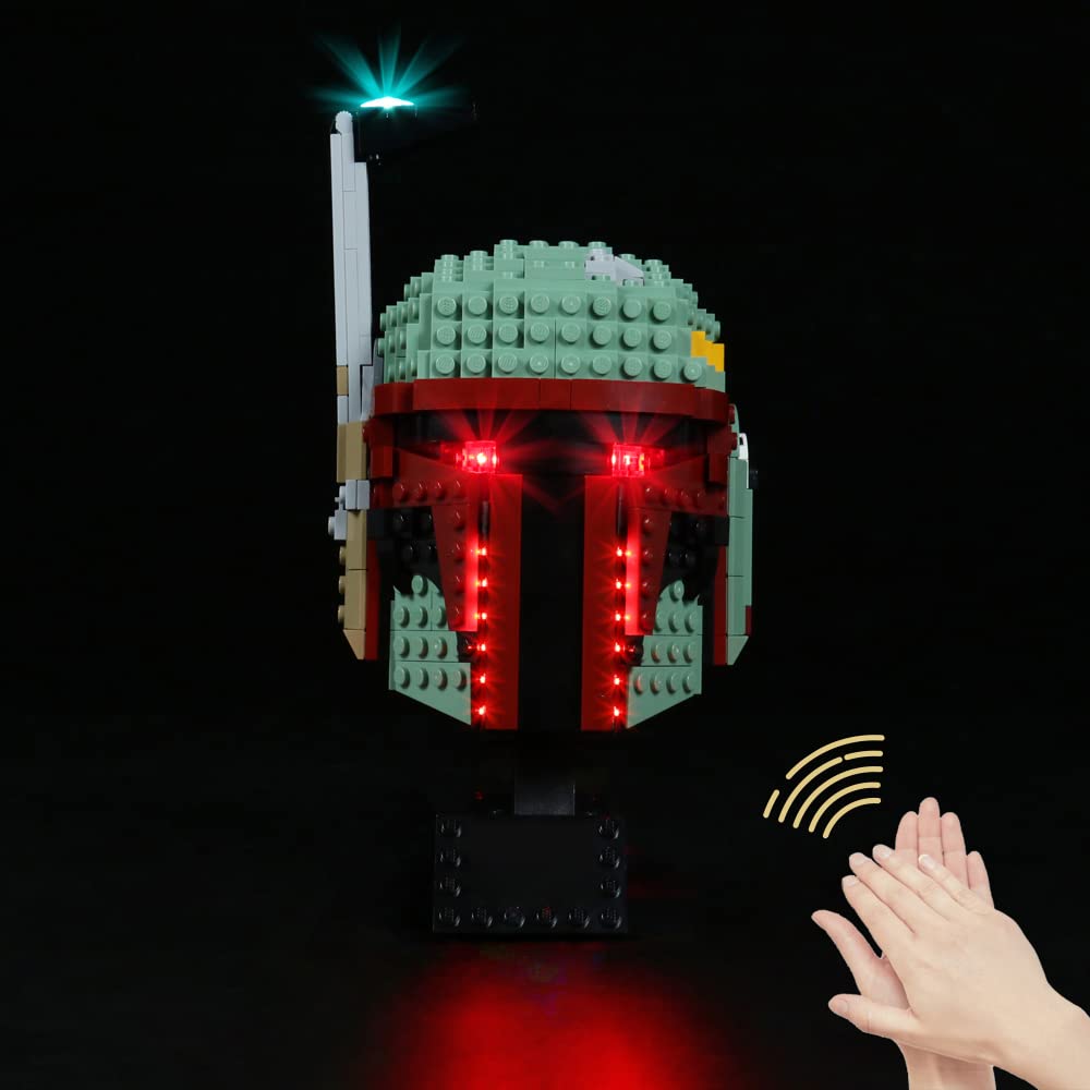 LocoLee Light Set for Lego Boba Fett Helmet, NO Lego - Led Decoration Lighting Kit for Lego 75277 Boba Fett Helmet,Creative Collectible DIY Gift (Voice Control Version)