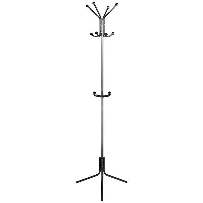 Homfa Kleiderständer stabil Garderobenständer aus Metall Standgarderobe Jackenständer für Flur Büro Kleiderhaken Garderobe mi
