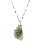 Sunshinegems Natural Raw Moldavite Crystals Pendant Necklace, Raw Gemstone, Healing Crystals, Gift for Her, Gemstone Jewelry 16+2 inch Weight Approx 15 to 20 Carat Pendant Size Approx 10 to 20mm