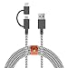Native Union Belt Twin Head - 6.5ft Ultra-Strong Reinforced [Apple MFi Certified] Charging Cable with Integrated 2-in-1 Adaptor for Lightning and Micro-USB Devices (Zebra)