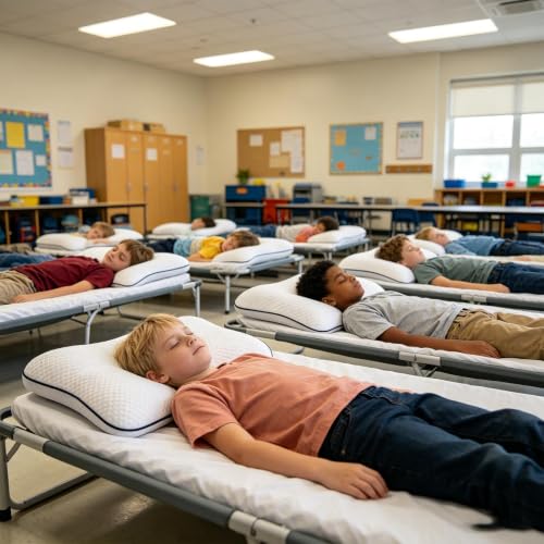 Kids Pillow – TPE Fabric Shoulder Support | Orthopedic Cervical Spine Correction Pillows For Side Sleepers | Breathable Bedding For Boys Girls Homes Apartments Daycare Travel Cars Airplanes