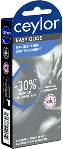 Ceylor Easy Glide 6 Extra Wet Condoms with 30% More Lubricant, hygienically Sealed in Condom pods, 1 count (Pack of 6)