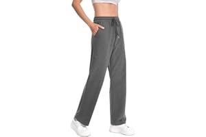 Auriviz High Waisted Sweat Pants Drawstring Womens Sweatpants Slant Side Pockets Straight Leg Pants 29’’ Inseam