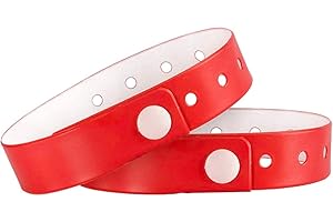 Ouchan Red Vinyl Wristbands - 100 Pack Plastic Wristbands for Party Events