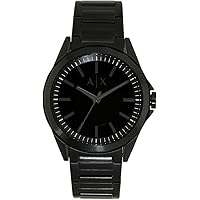 Amazon.com: Armani Exchange Men's Three-Hand Black-Tone Stainless Steel ...