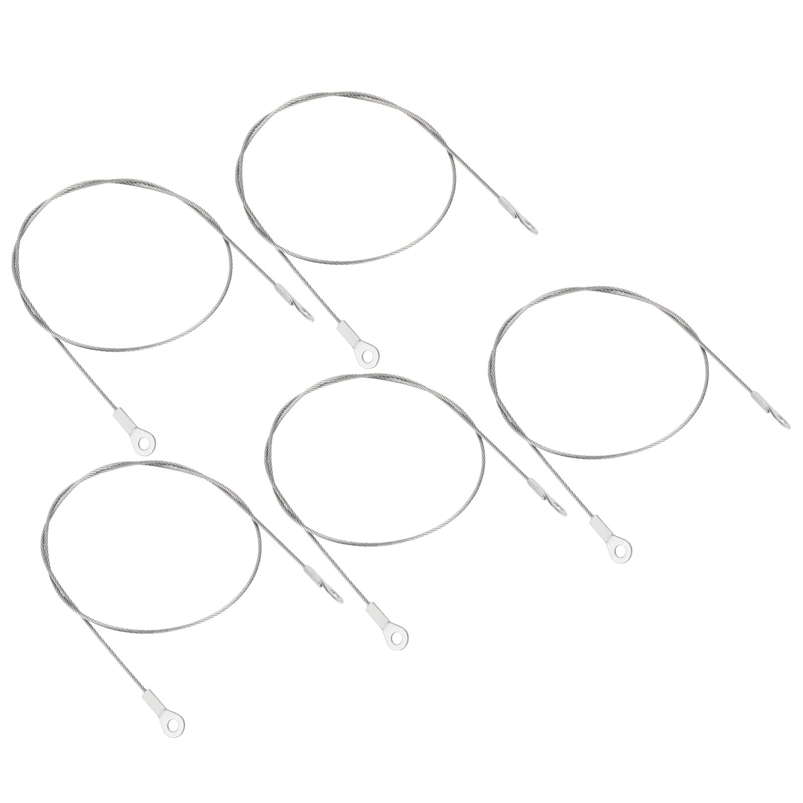 PATIKIL Stainless Steel Lanyard Cable 20 Inch 50cmx1.5mm, 5 Pcs 4mm ID Eyelets Ended Loop Security Wire Rope