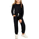 blibean Girls Fall Clothes Sets Fashion 2 Piece Outfits Size 4-13 Years | Ruffle, Kids Fashion Two Piece Long Sleeve Sweatshirt and Pants, School Athletic, Casual Preppy Jogger Sweatsuit