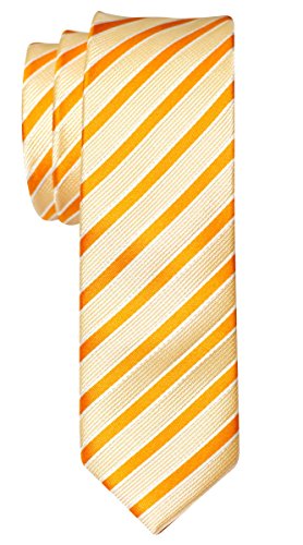 Retreez Two-Colour Stripe Woven Skinny Tie - Yellow
