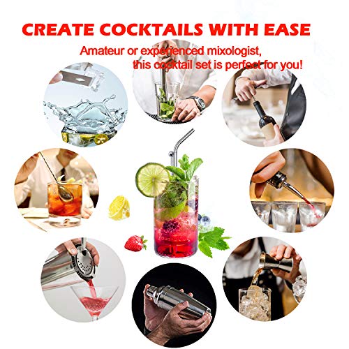 Cocktail Set 750 ML Cocktail Shaker, Cocktail Bar Set Bar Zubehör - 14 Teiliges Professionelles Edelstahl Cocktail… – Bild 5