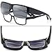 CAXMAN Wear Over Glasses Sunglasses Polarized Lens for Prescription Glasses, Medium Sized Half Frame, Glossy Black Frame Black Lens