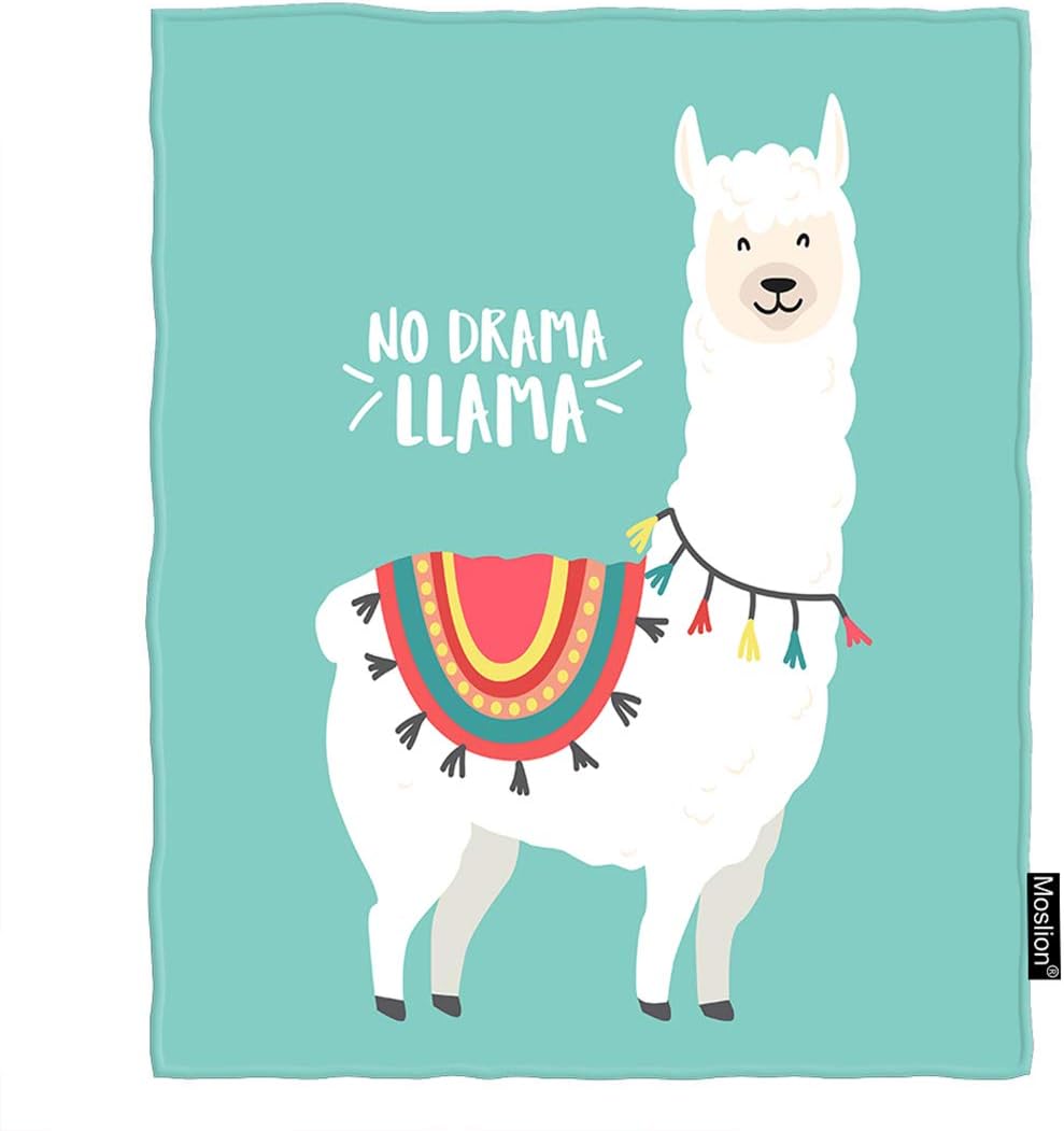 Amazon Com Moslion Llama Blanket Cute Cartoon Animal Llama Alpaca With Ethnic Cloth No Prob Llama Motivational Quote Throw Blanket Flannel Home Decorative Soft Cozy Blankets 40x50 Inch For Baby Kids Pet Green