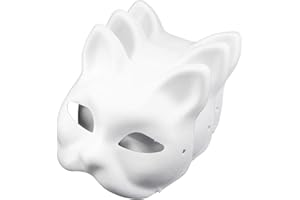 C&XANADU Cat Mask White Paper Blank Hand Painted Face Mask (Pack og 3)