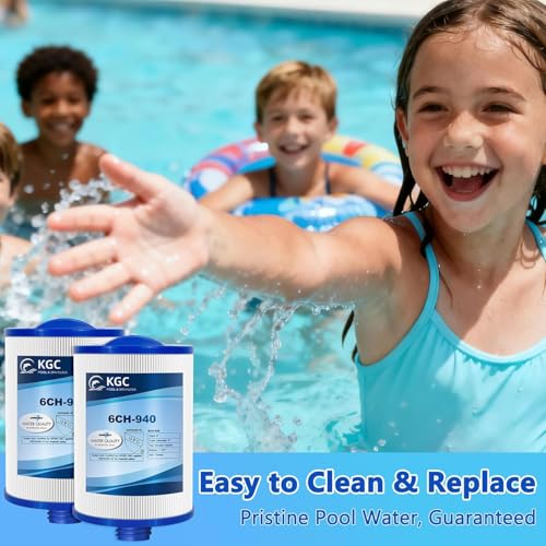 KGC Spa Filter 6CH-940 for Whirlpool, Pack of 2 Replacement for Pleatco PWW50P3 (1 1/2" SAE Coarse Thread), Unicel 6CH-940, Filbur FC-0359, Waterway 817-0050, Washable Filter Cartridge, High Flow