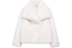 Malajisi Women's Lapel Faux Fur Jackets Winter Warm Long Sleeve Coats Open Front Fluffy Outerwear