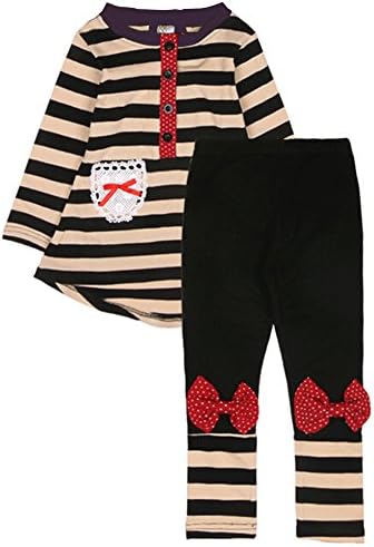 Cute Little Girls' 3 Pieces Long Sleeve Top Pants Leggings Clothes Set Outfit,Black,2T