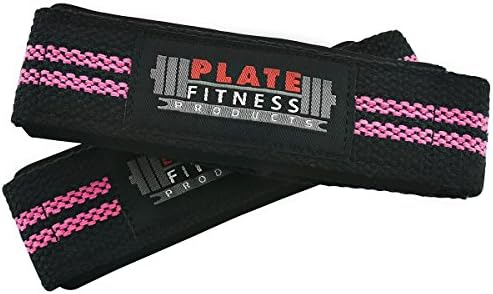 Lifting Wrist Straps by Plate Fitness Products- Use for Weightlifting, Powerlifting, Bodybuilding, Crossfit- Thick, Comfortable Workout Wrist Straps For Active Men/ Women (Pink)