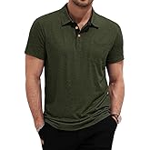 AUSELILY MEN Mens Polo Shirts Short Sleeve Cotton Casual Summer Knit Golf Stylish T Shirts with Pockets