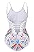 EVALESS Womens Sexy Halter Printed Strappy Cutout One Piece Swimsuit White Medium