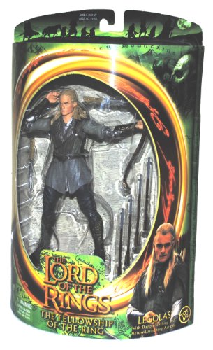 The Lord of The Rings Year 2001 " The Fellowship of The Ring" Series 7 Inch Tall Action Figure - Legolas with Dagger-Slashing (2 Daggers) and Arrow-Launching Actions (1 Bow and 4 Arrows)
