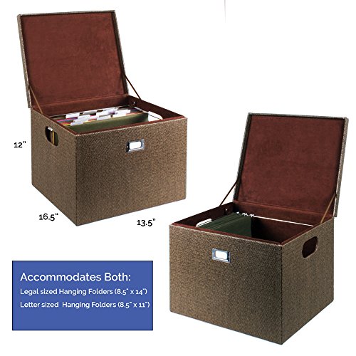 G.U.S. Decorative Office File and Portable Storage Box for Hanging Folders Letter Or Legal, Woven Rattan - Thumbnail 2