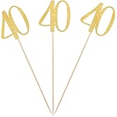Gold Glitter 40th Birthday Centerpiece Sticks, 12-Pack Number 40 Table Topper Anniversary Party Decorations