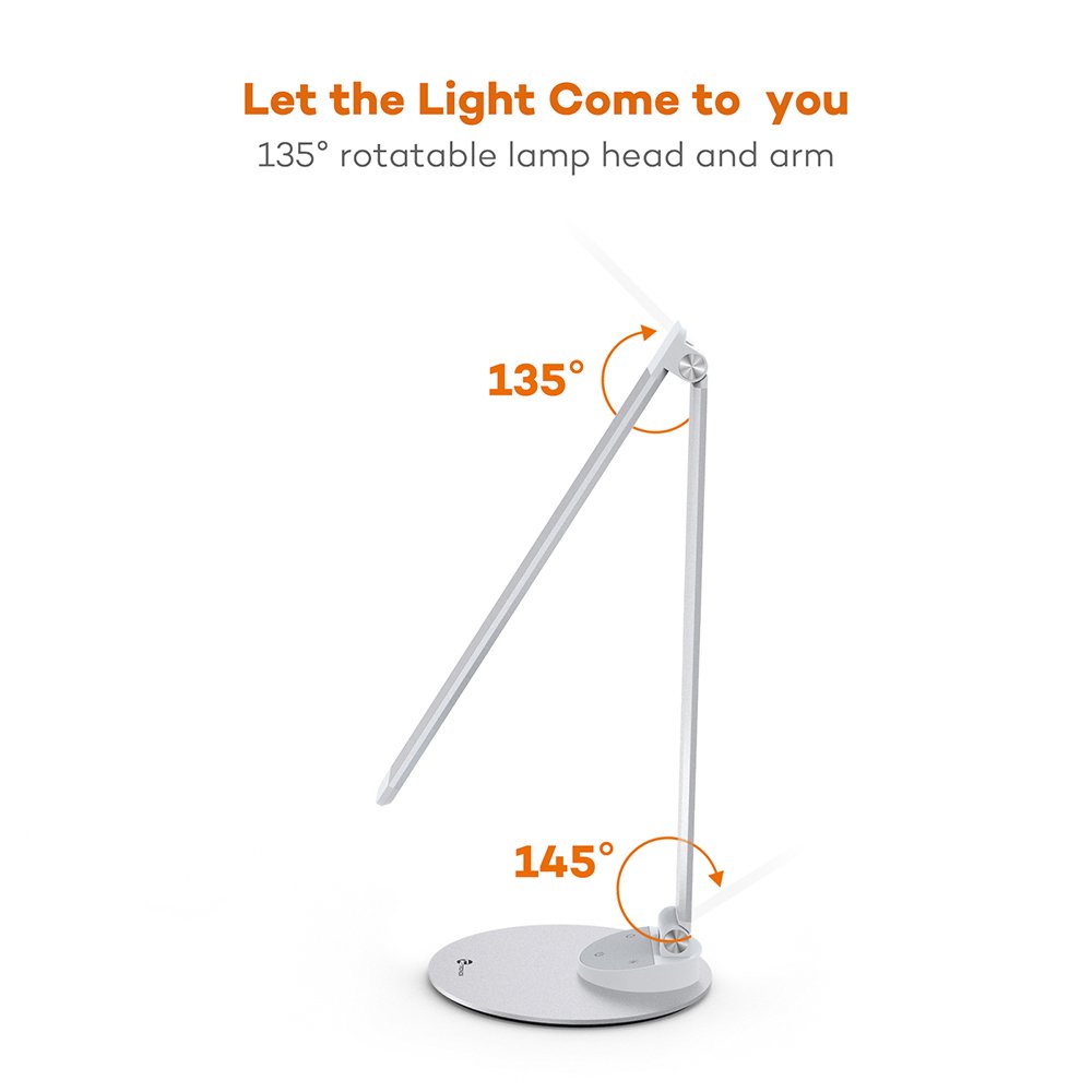 TaoTronics LED Desk Lamp with USB Charging Port, Eye Care Dimmable